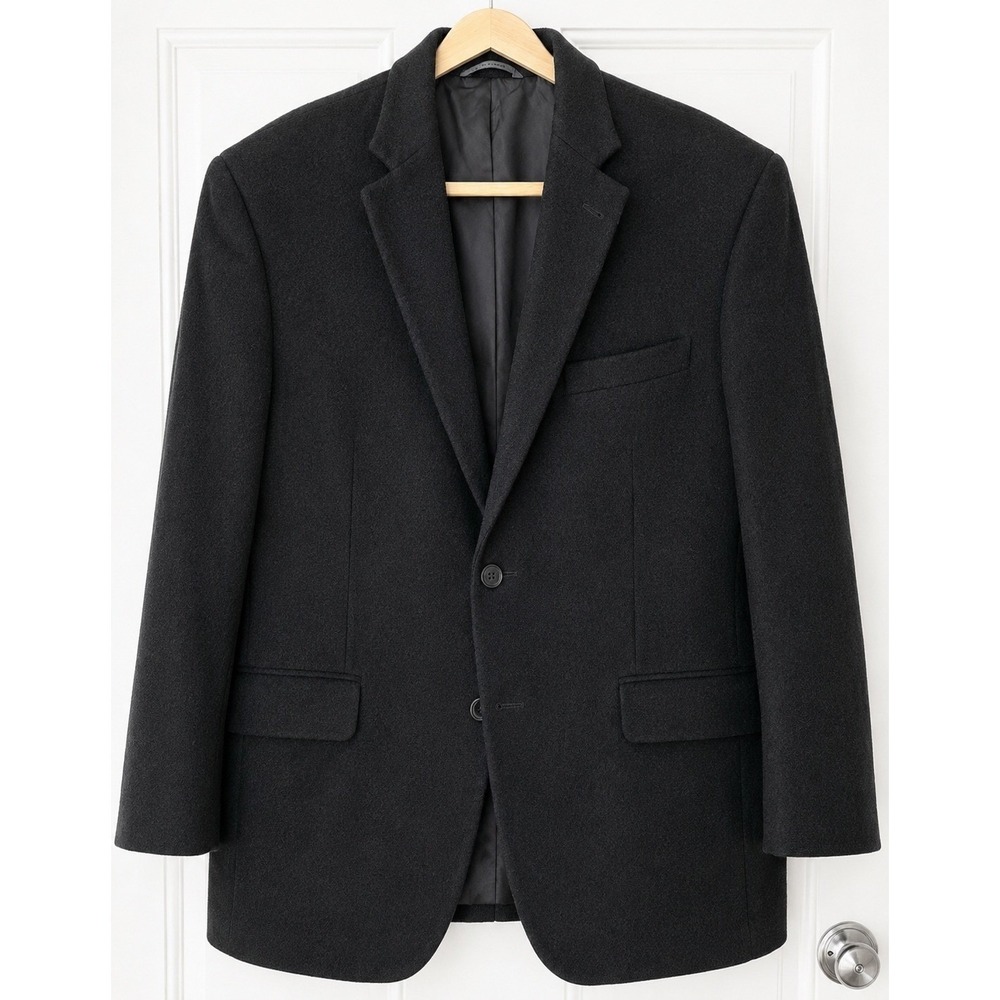 Brooks Brothers Mens Black Camel Hair Blazer Two Button Sport Coat Jacket 44R